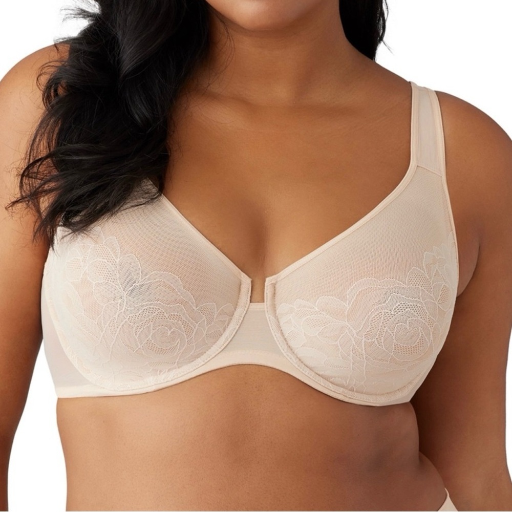 •Wacoal 38C Stark Beauty Sand Lace Underwire Full Coverage Bra! NEW!